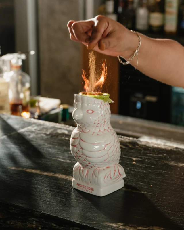 The view isn't the only spectacle here - try our Flamin’ Galah Punch. 

A bold blend of Archie Rose White Cane and 'Mill Molasses’ rums, Bacardi 8-Year-Old ‘Ocho’, falernum, absinthe, lime, grapefruit, pomegranate, cinnamon and aromatic bitters. Served in its very own pink galah mug.